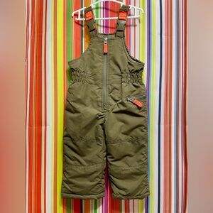 Carter's Green Kids Insulated Overalls with Orange Highlights